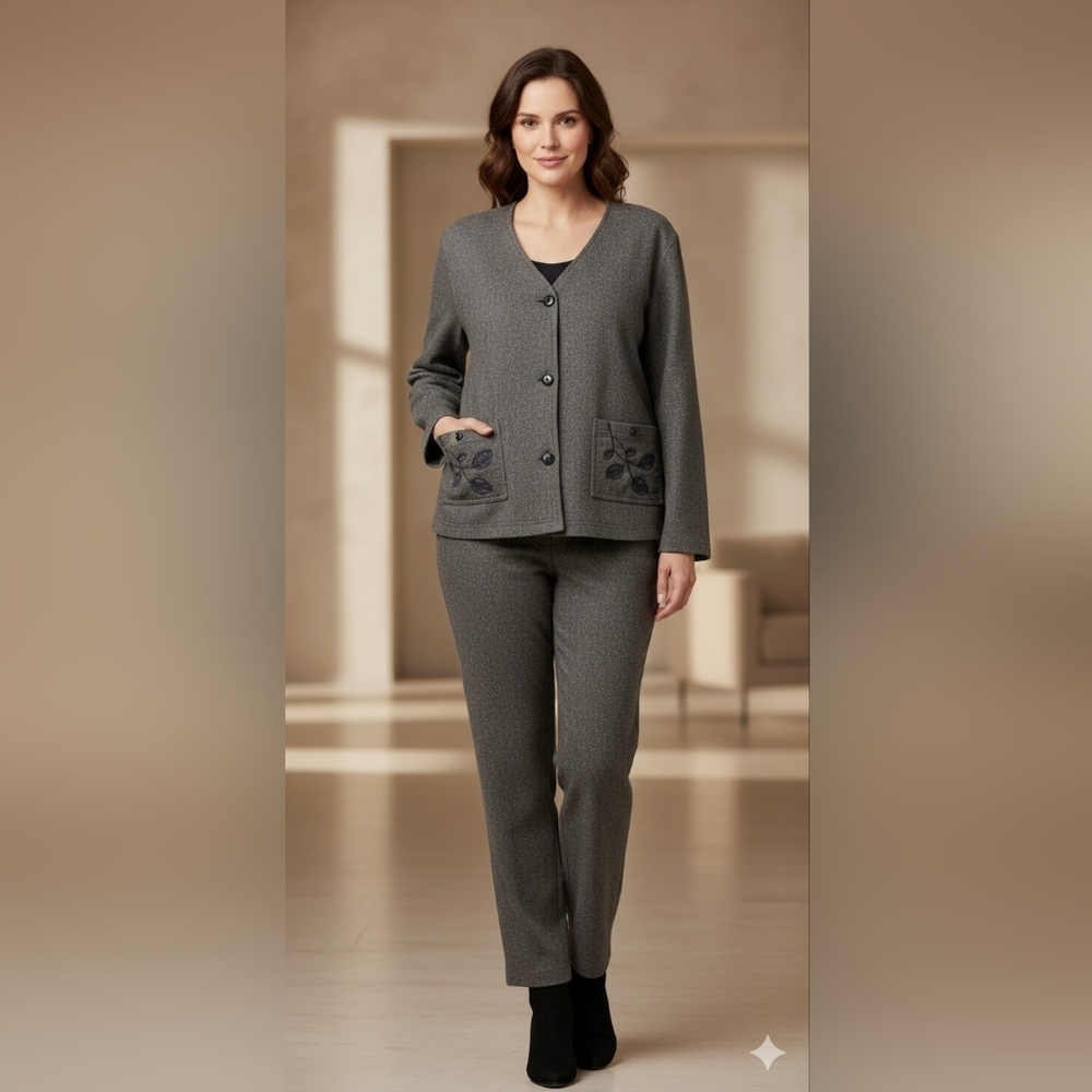 J.Jill stretch suit spandex and wool blend size 12 tweed